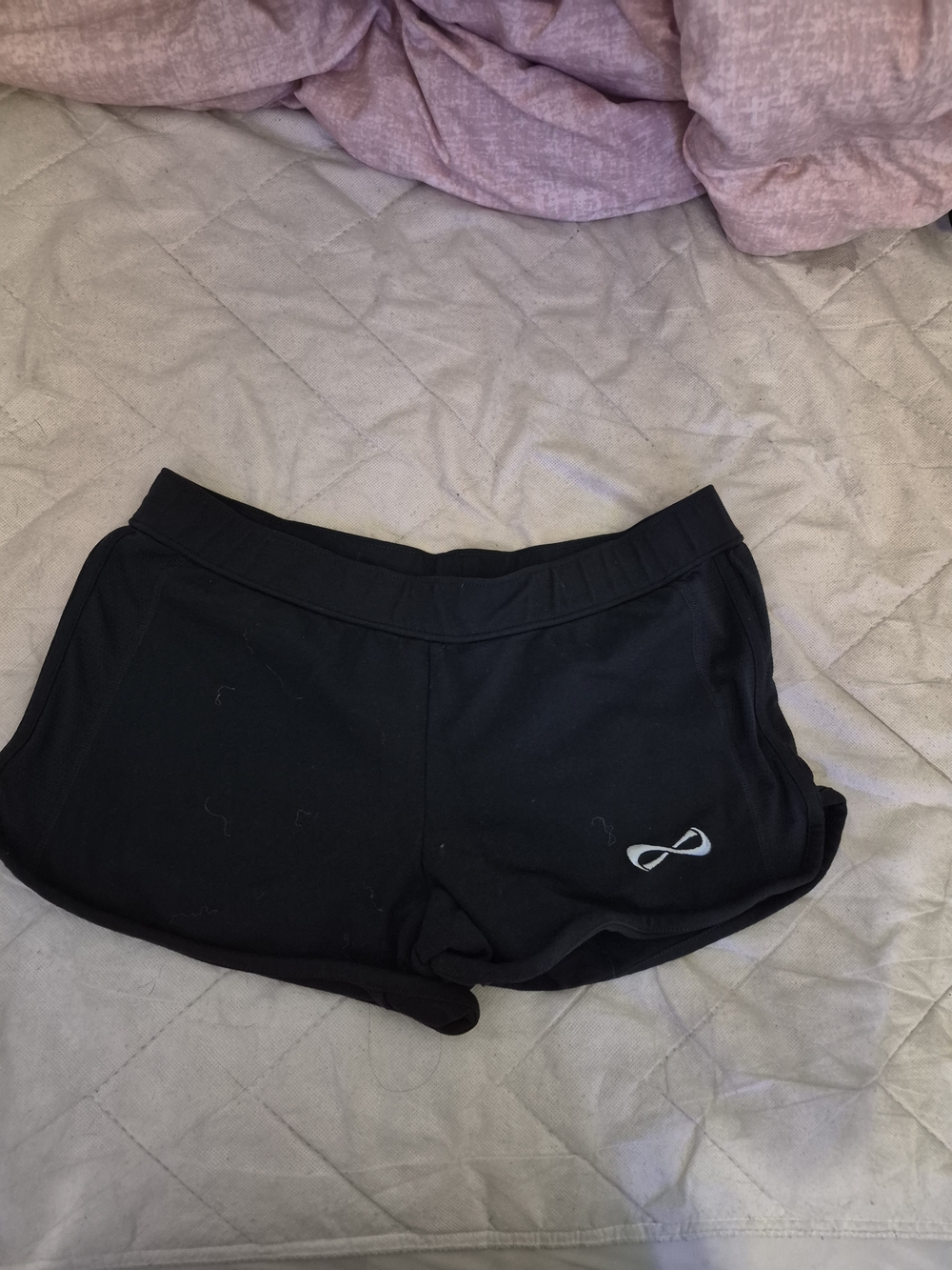 Infinity Raine Black Athletic Shorts with White Infinity Logo